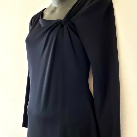David Meister Black Long Sleeve Dress With Asymmetrical Neckline Size 2 - Picture 6 of 11